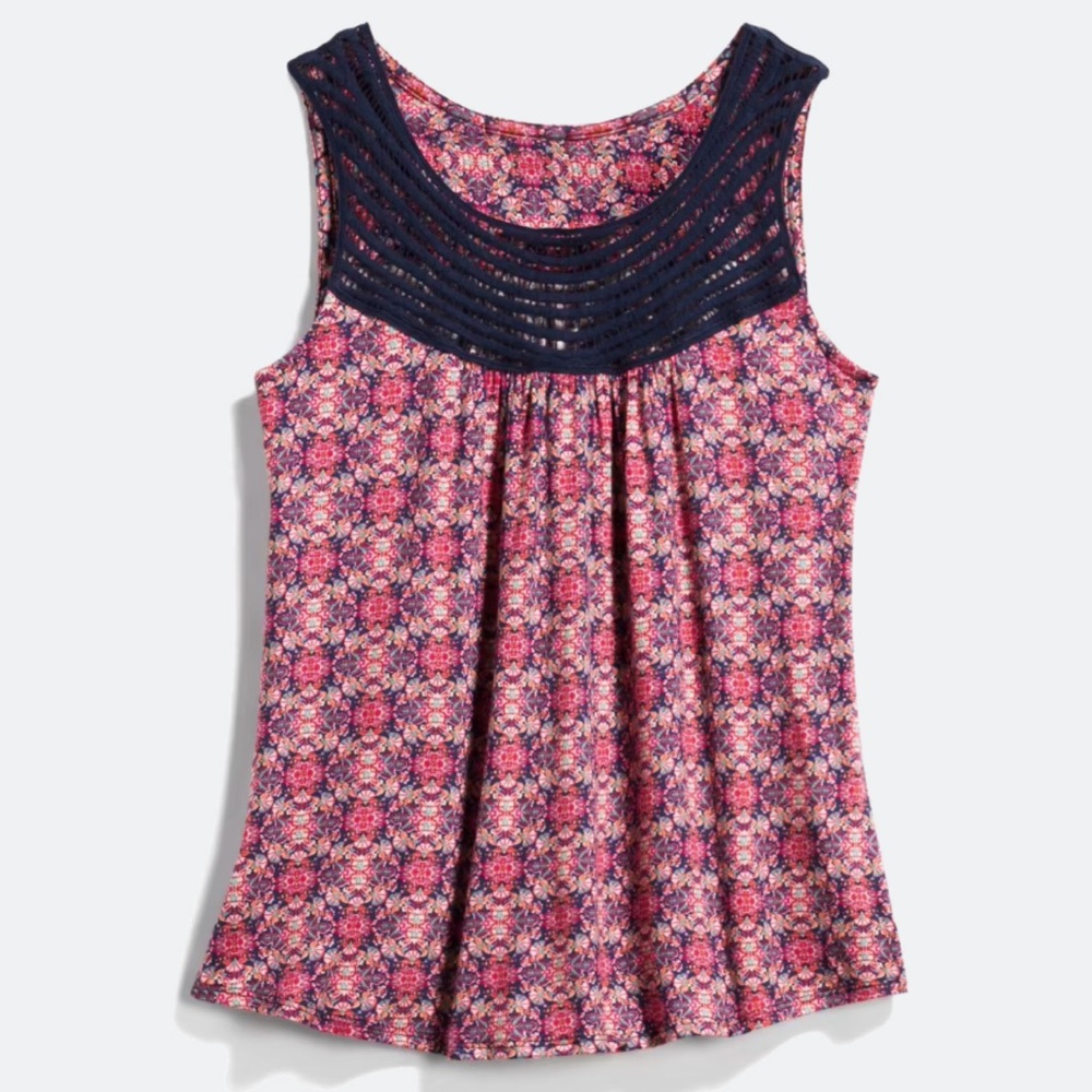 Loveappella Mackinley Crochet Yoke Knit Top